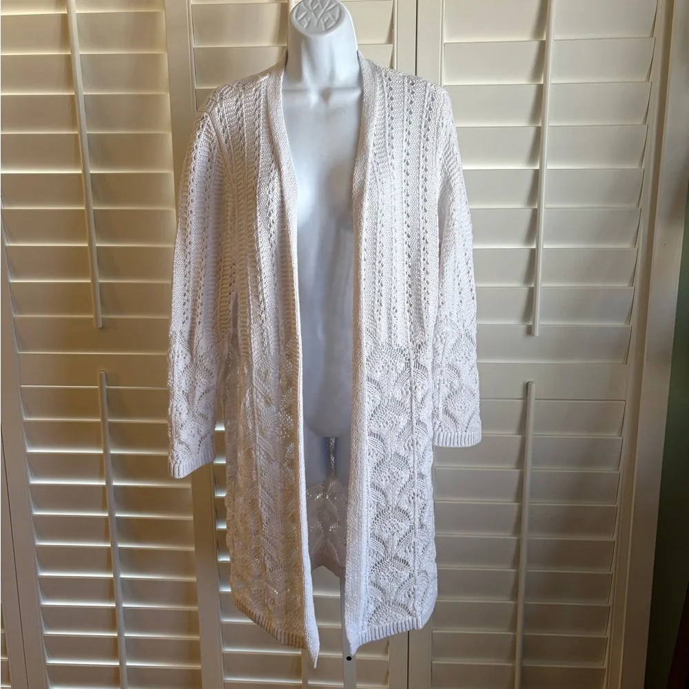 Chico's White Open-Front Cardigan - Picture 1 of 3